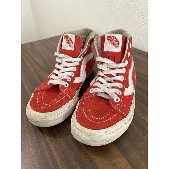 Vans Sk8 HI Womens Size 6 Red High Top Skate Sneakers Mens 4 Unisex Old Skool - Picture 3 of 11